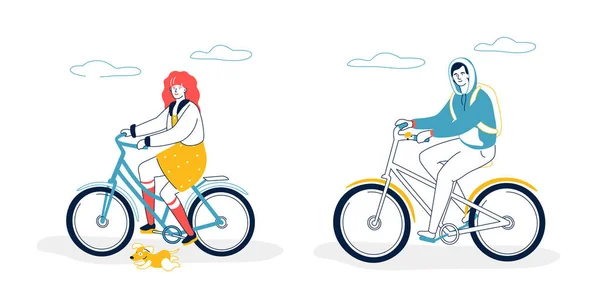 Ciclismo insieme - colorato disegno piatto illustrazione stile — Vettoriale Stock