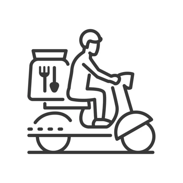 Consegna di cibo - design della linea vettoriale singola icona isolata — Vettoriale Stock