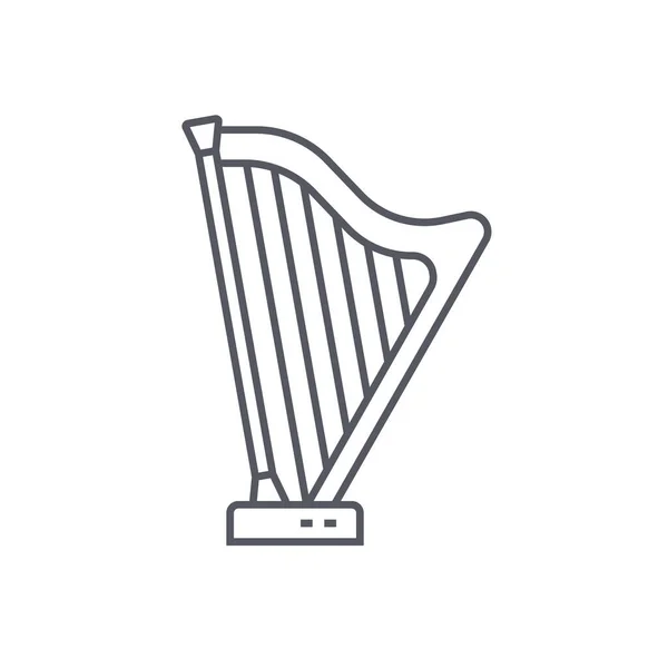Harp - modern zwart lijn ontwerp stijl pictogram op witte achtergrond — Stockvector