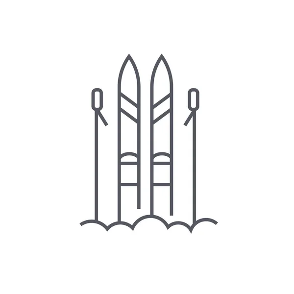 Winter skiing - modern black line design style icon — Stock Vector