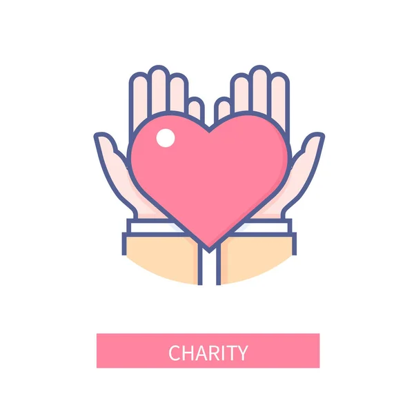 Charity - icona moderna in stile linea colorata — Vettoriale Stock