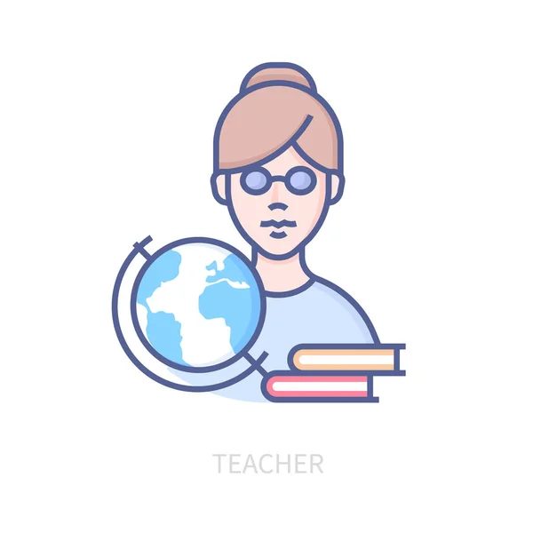 Öğretmen - modern renkli çizgi tasarım simgesi — Stok Vektör
