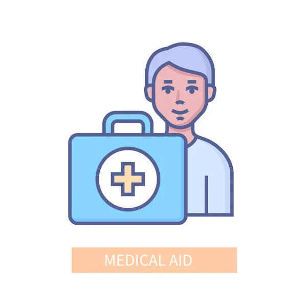 Ayuda médica - icono de estilo de diseño de línea de color moderno — Vector de stock