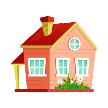 Kır evi - beyaz arkaplanda düz tasarım nesnesi