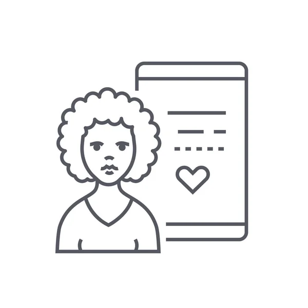 Aplicativo de namoro on-line - ícone de estilo de design de linha preta moderna — Vetor de Stock