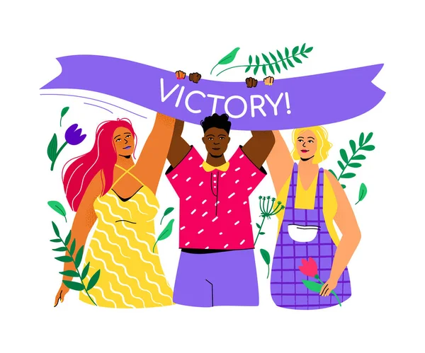 Victory over virus - colorful flat design style illustration — Stock Vector