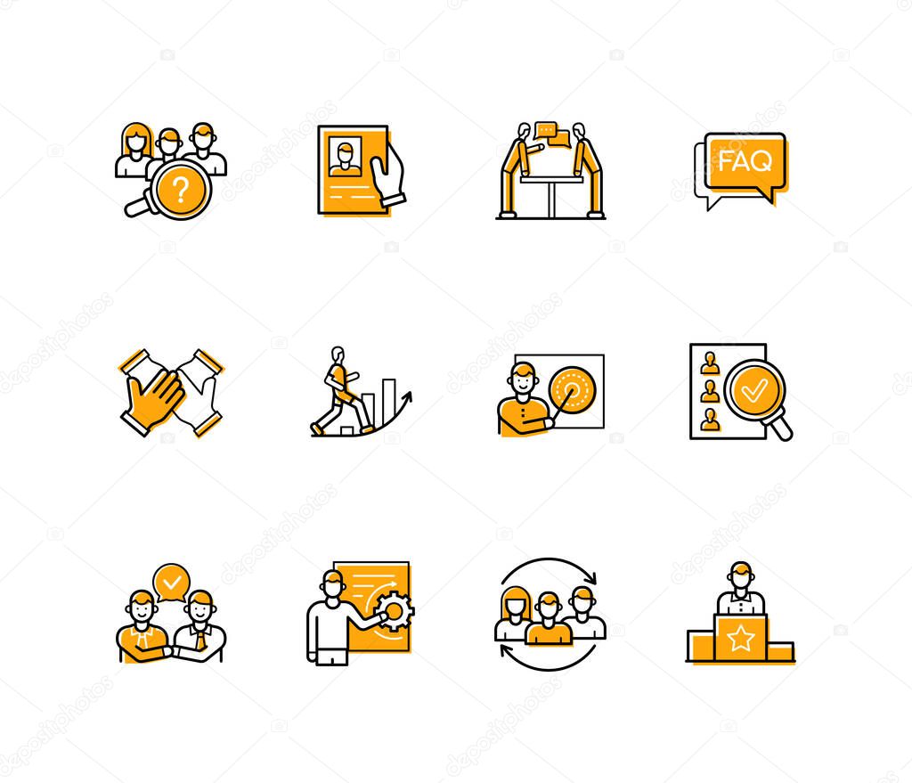 Career and work - modern line design style icons set