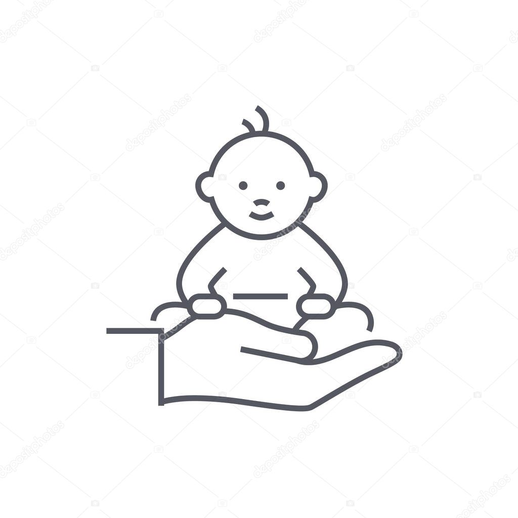 Newborn baby - modern black line design style icon