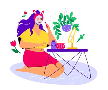 Cilt bakımı - renkli düz tasarım çizimi