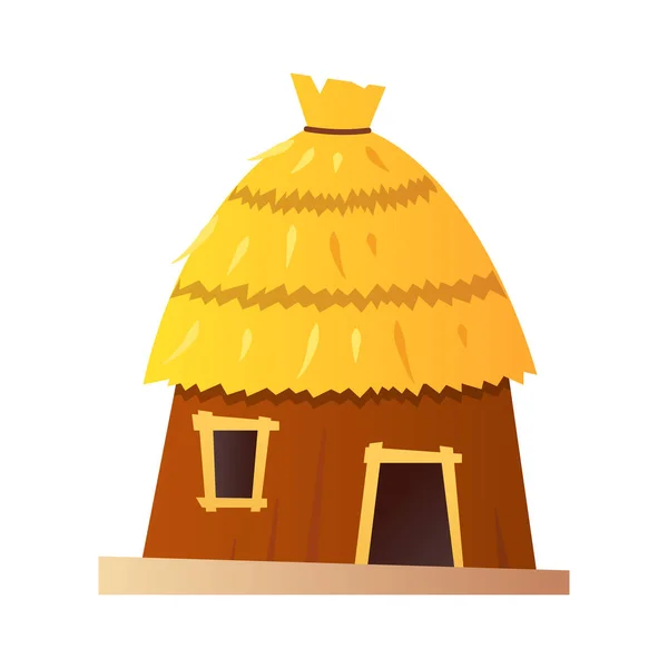 Peasant Hut Flat Design Style Object White Background Neat Detailed — Stockvektor