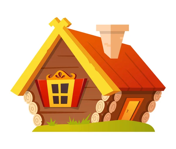 Log House Flat Design Style Object White Background Neat Detailed — Stock Vector