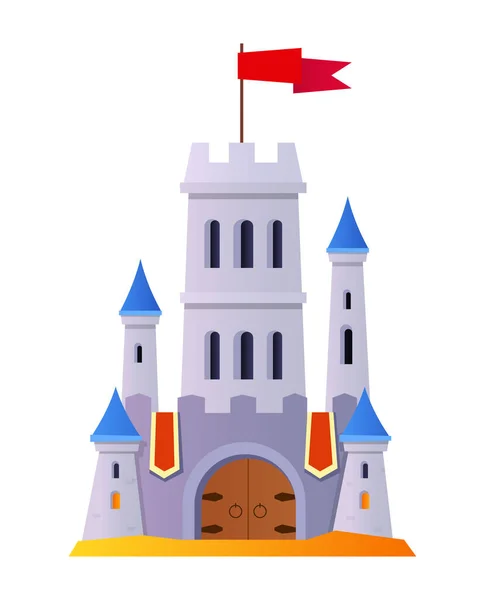 Medieval Castle Flat Design Style Object White Background Neat Detailed — ストックベクタ