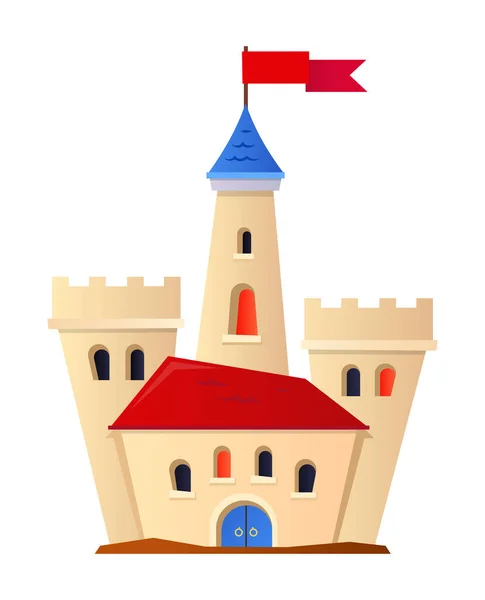 Cute Castle Flat Design Style Object White Background Neat Detailed — Image vectorielle