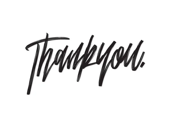 Thank You Hand Written Lettering Isolated White Background Vector Template — Stock Vector