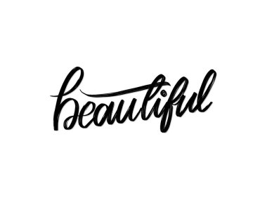 Çok güzel. Beyaz arkaplanda el yazısıyla yazılmış harfler. Poster, sosyal ağ, afiş, kartlar için vektör şablonu.