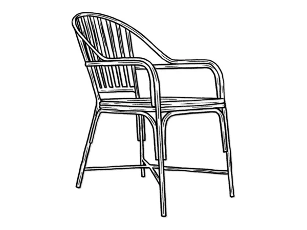 Drewniane Krzesło Białym Tle Ręcznie Rysowany Styl Wektor Projekt Ilustracje — Wektor stockowy