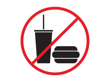 Beyaz arka planda izole edilmiş yiyecek sembolüne izin verilmiyor. Yasak işareti.