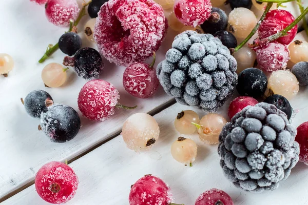 Frozen Berries Black Currant Red Currant Blackberry Blueberry White Currant — Stock Photo, Image