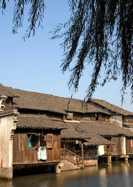 Ville Eau Wuzhen Province Zhejiang Chine Maisons Traditionnelles Bois Côté — Photo