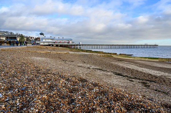 Felixstowe Suffolk Regno Unito Veduta Del Molo Felixstowe Dalla Spiaggia — Foto Stock