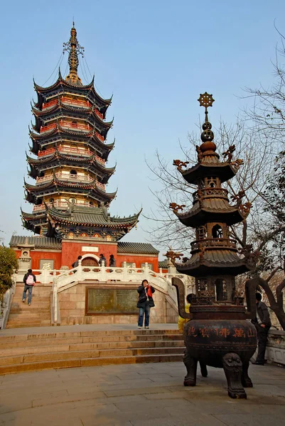 Zhenjiang Province Jiangsu Chine Pagode Wan Sur Montagne Jiaoshan Temple — Photo