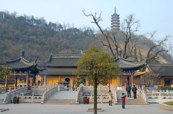 Zhenjiang Province Jiangsu Chine Temple Dinghui Avec Montagne Jiaoshan Pagode — Photo