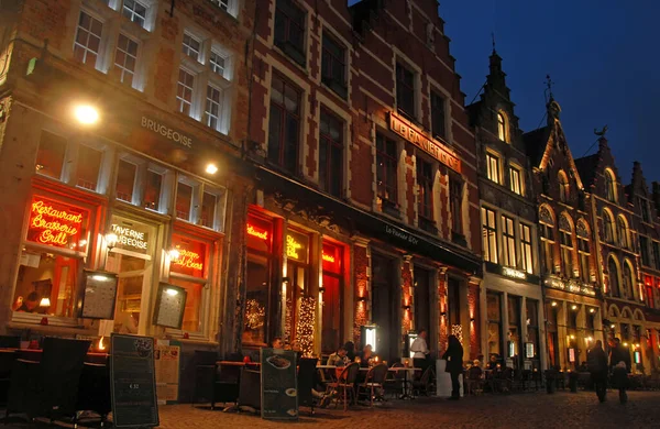 Брюгге Або Брюгге Західна Фландрія Бельгія Ринкова Площа Брюгге Вночі — стокове фото