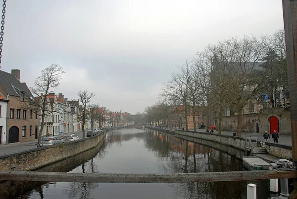 Brugge Bruges West Flanders Belgium View Canal Old Buildings Ter — стокове фото