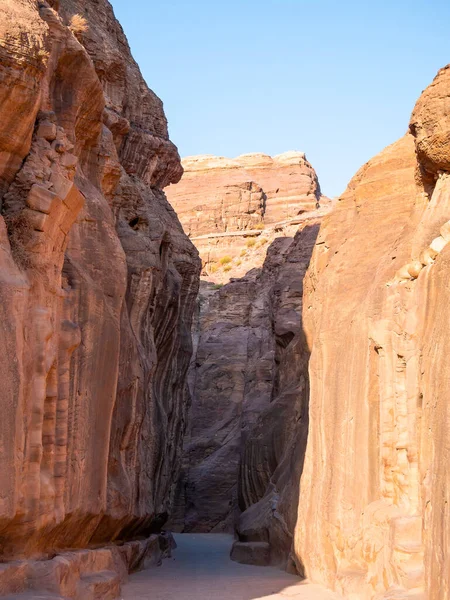 Imagem Com Siq Passagem Natural Através Paredes Rocha Vermelha Que — Fotografia de Stock