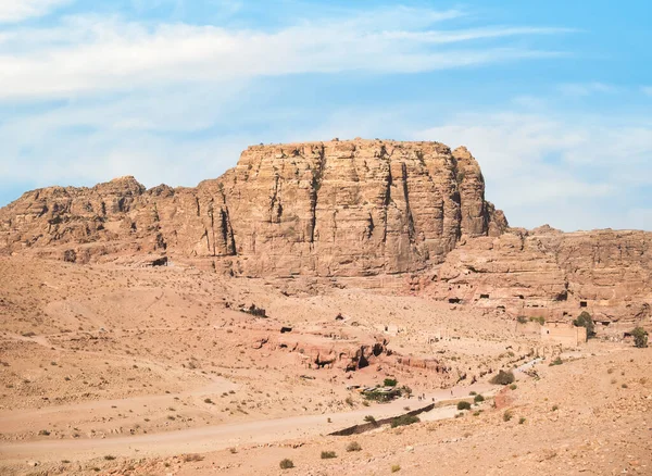 Luchtfoto Uit Oude Stad Petra Jordanië Uitzicht Colonnaded Street Een — Stockfoto