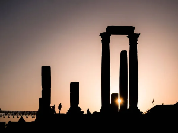 Detail Close Pohled Chrám Hercules Římský Chrám Zůstává Ammánské Citadele — Stock fotografie