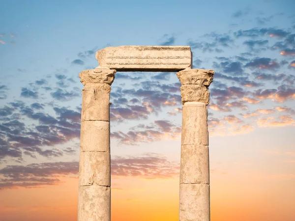 Detail Close View Temple Hercules Roman Temple Remains Amman Citadel — Stock Photo, Image