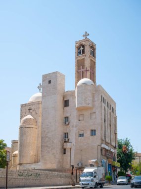 Amman, Ürdün - 09.02.2021: Abdali ilçesindeki Coptic Ortodoks Patriklik Kilisesi, Amman.