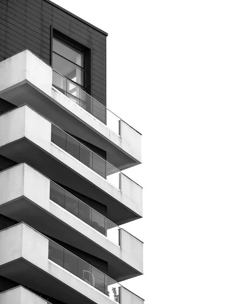 Černobílý Detail Moderním Bytovým Domem Abstraktní Fotografie — Stock fotografie