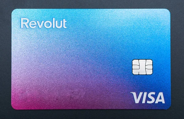 Bucharest Romania 2022 Close Visa Revolut Bank Credit Debit Card — ストック写真