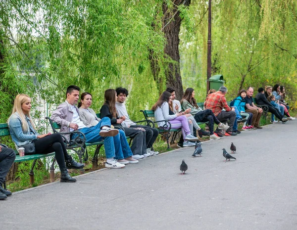 Bukurešť Rumunsko 2022 Rušný Víkend Mnoha Turisty Místními Obyvateli Procházku — Stock fotografie