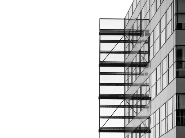 Black and white detail with a modern office building. Abstract photography