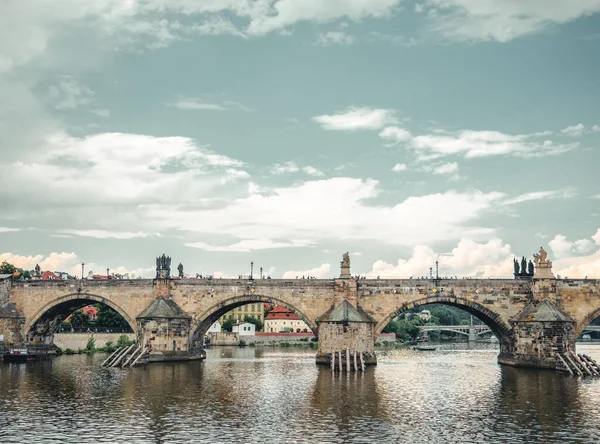 Prague Czech Republic June 2022 View Charles Bridge Main Touristic — Zdjęcie stockowe