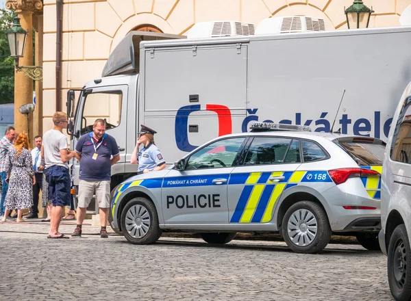 Prague Czech Republic June 2022 Police Car Officer Streets Prague — Fotografia de Stock