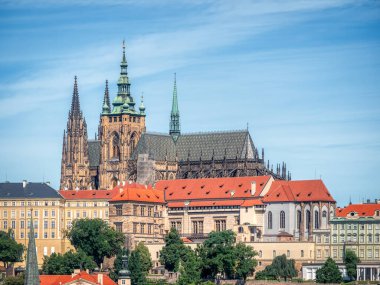 Prague, Czech Republic - June 2022: Beautiful view with the Prague Castle. close up detail.