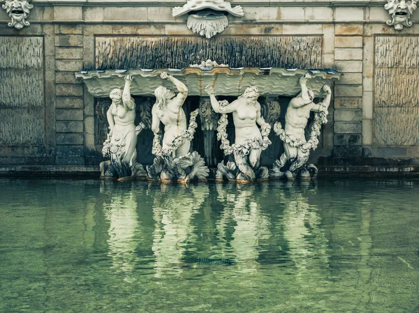 Detalle Cerca Con Escultura Fuente Shell Muschelbrunnen Situada Los Jardines — Foto de Stock