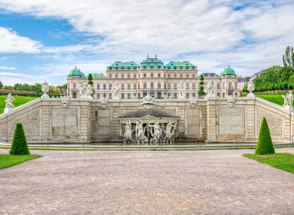 Vista Con Palacio Belvedere Schloss Belvedere Construido Estilo Arquitectónico Barroco — Foto de Stock