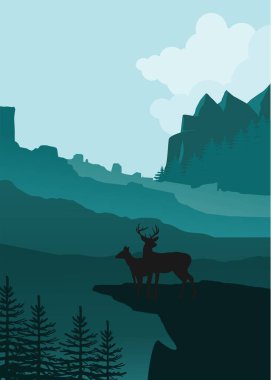 Peyzaj vektör sanatının çizimleri