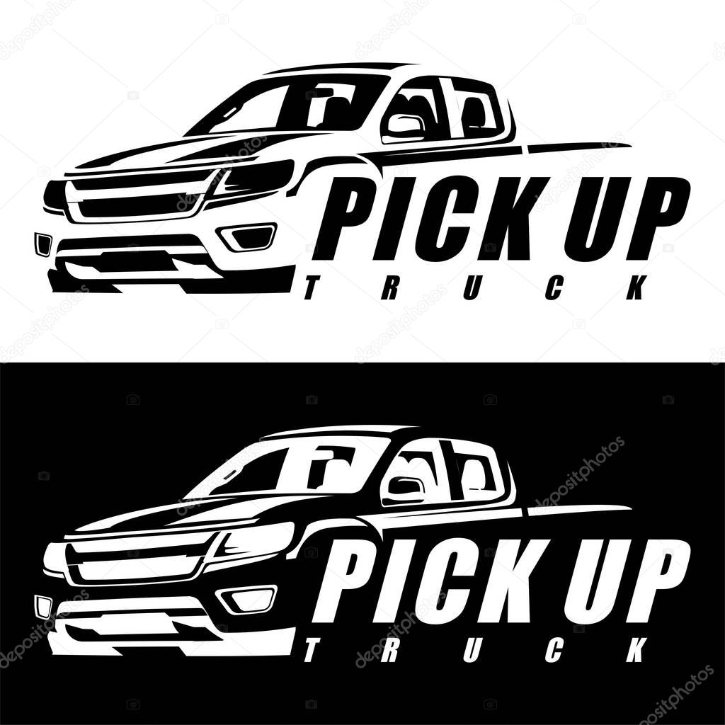 Pick up truck logo design vector
