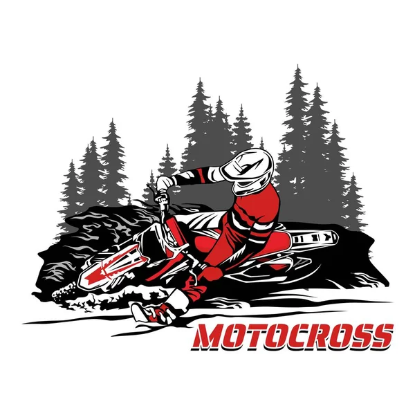 Motocross Logo Olahraga Vektor Desain Ikon - Stok Vektor