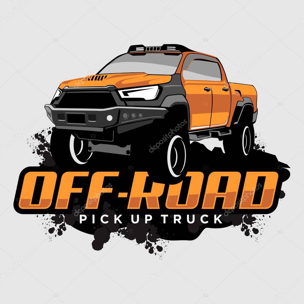 Pick up truck logo design vector