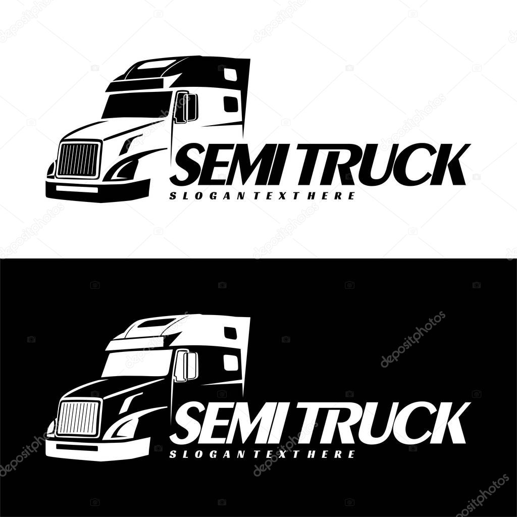 semi truck logo design concept vector