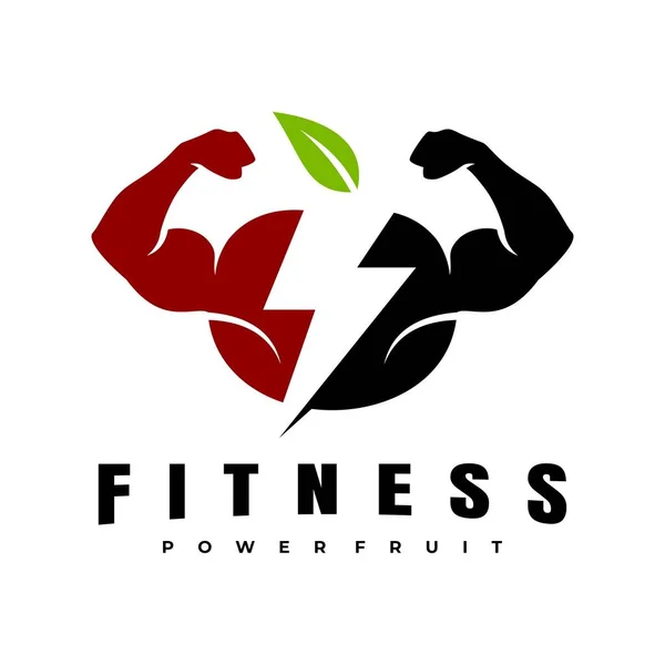 Fitness Power Fruit Logo Ontwerp Vector — Stockvector