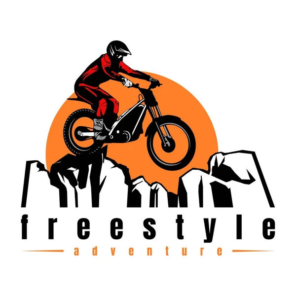 Progetto Logo Dirtbike Motorbike Freestyle Icon Vector — Vettoriale Stock