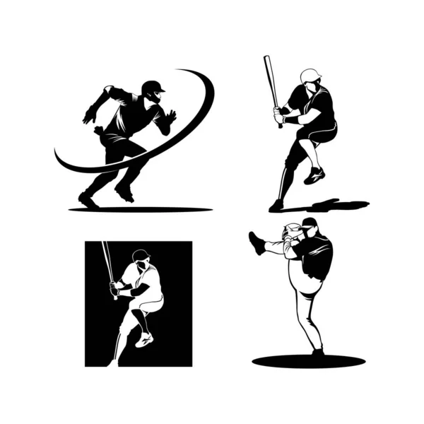 Baseball Ilustracja Sylwetka Ikona Projekt Wektor Logo — Wektor stockowy